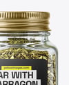 Square Glass Jar with Dried Tarragon Mockup