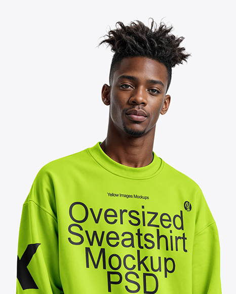 Black Man Wearing an Oversize Sweatshirt and Sweatpants Mockup