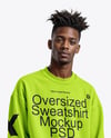 Black Man Wearing an Oversize Sweatshirt and Sweatpants Mockup