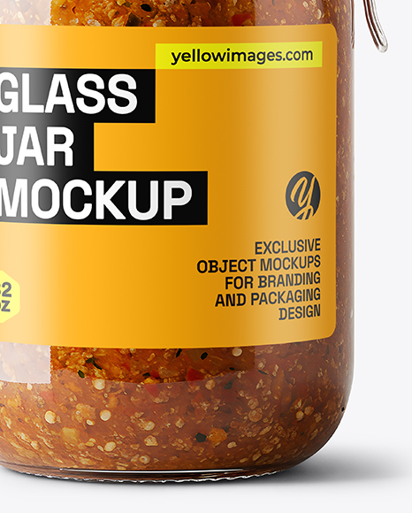 Clear Glass Jar with Meat Ragu Mockup