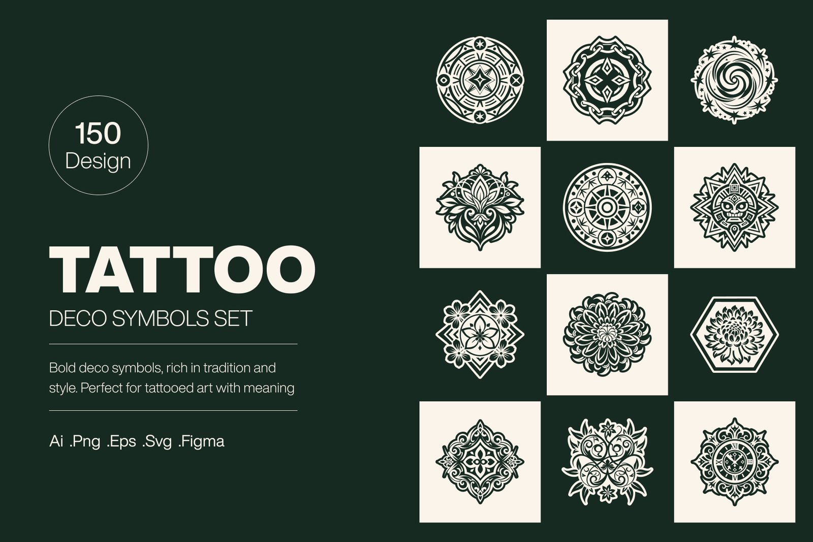 Deco Symbols and Tattoo Art Set