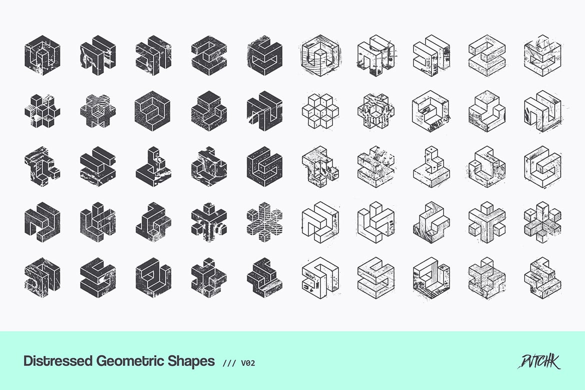 Distressed Geometric Shapes | V02