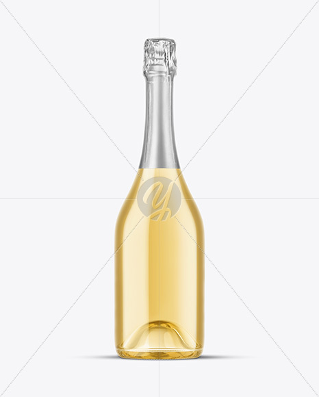 Clear Glass White Champagne Bottle Mockup