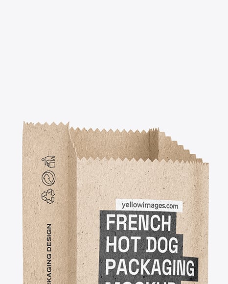 Kraft Paper Bag with Hot Dog Mockup