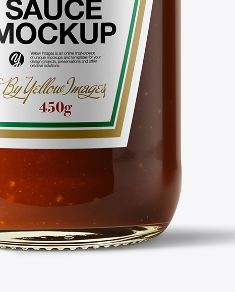 Glass Bottle with Barbecue Sauce Mockup