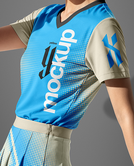 Asian Woman Wearing Table Tennis Uniform Mockup