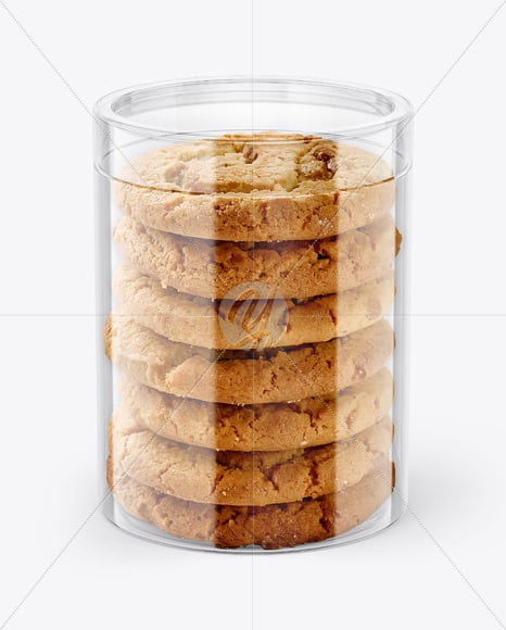 Clear Plastic Tube with Cookies Mockup