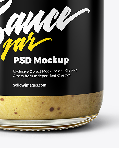 Clear Glass Jar with Dijon Mustard Mockup