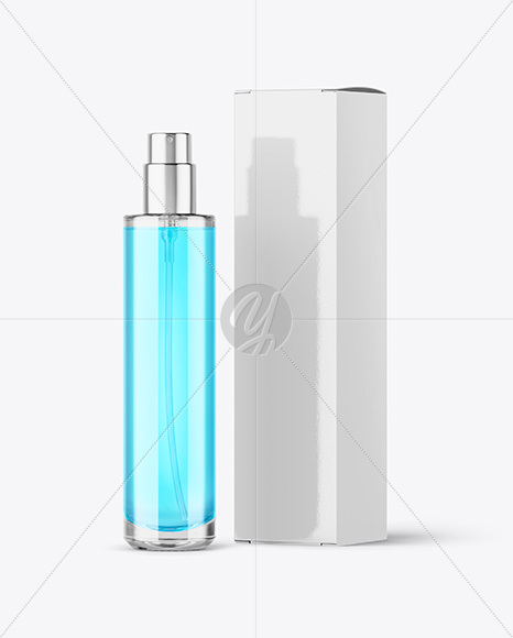 Glass Color Perfume Bottle with Box Mockup