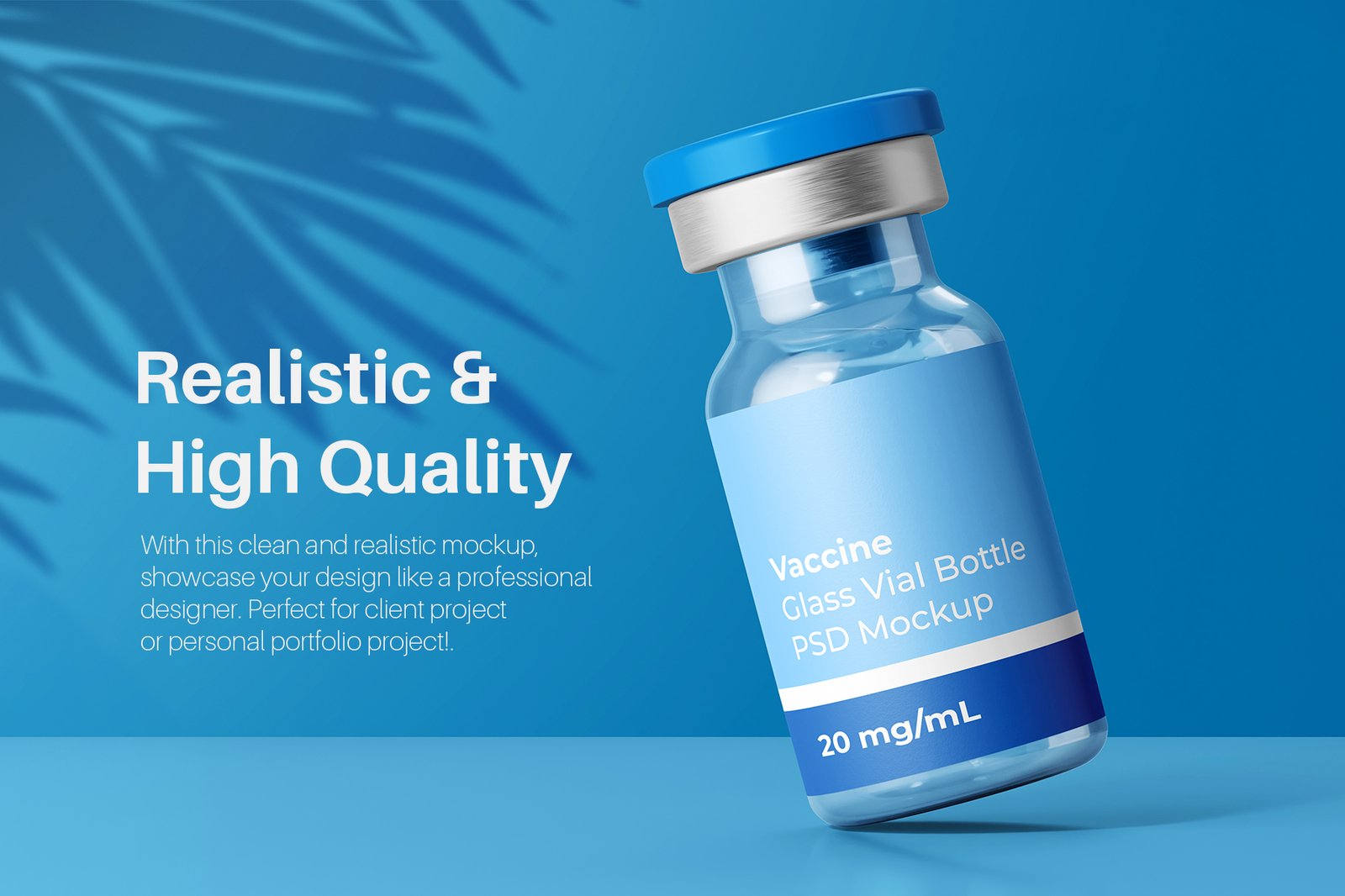 Vaccine Glass Vial Medical Bottle PSD Mockup Pack