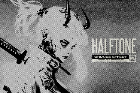 Halftone Grunge Photo Effect - Layering bold