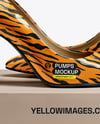 Block Heel Pumps with Shoe Box Mockup