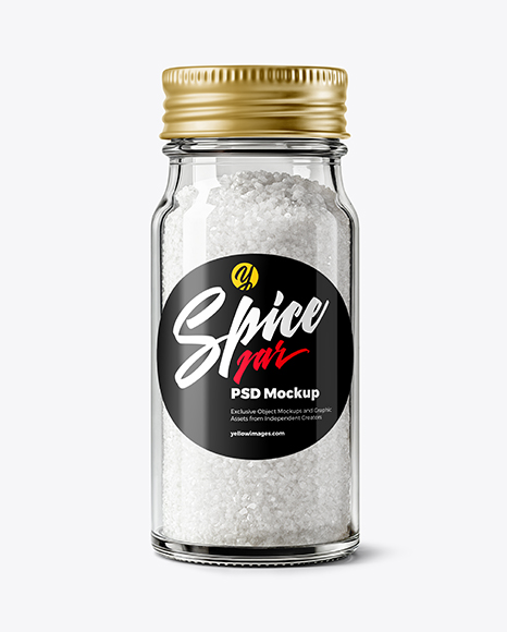 Glass Jar with Fine Salt Mockup - Realistic mockups