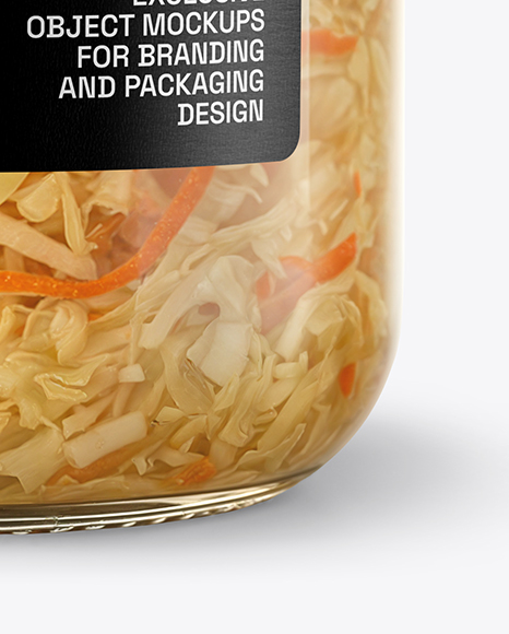 Clear Glass Jar with Sauerkraut Mockup