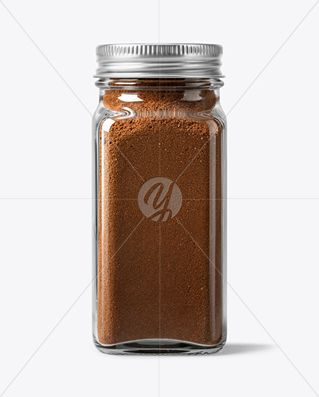 Square Glass Jar with Ground Cloves Mockup