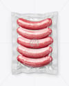 Glossy Plastic Flow-Pack with Sausages Mockup