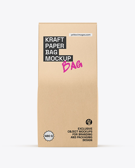 Kraft Paper Bag Mockup – Front View