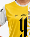 Woman Wearing Soccer Jersey and Shorts Mockup