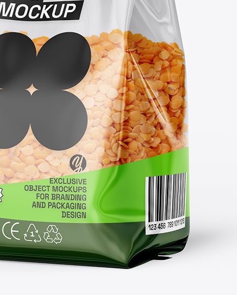 Transparent Package with Lentils Mockup