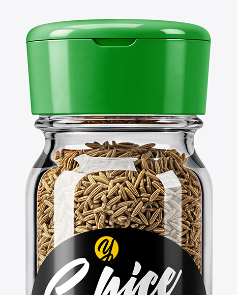 Glass Spice Jar with Whole Cumin Mockup