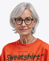 Elderly Woman in Glasses Wearing Sweatshirt & Sweatpants Mockup
