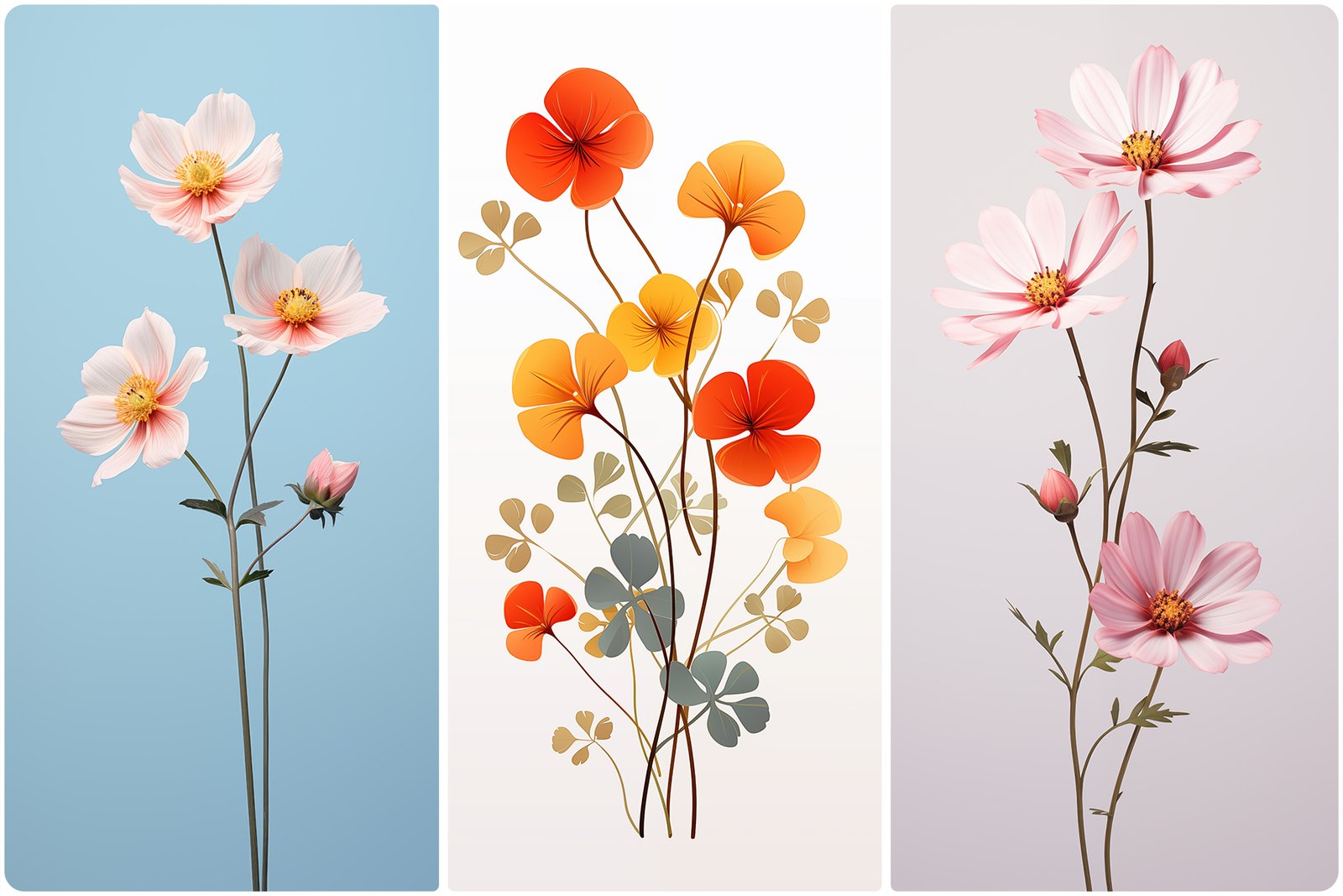 120 Flowers Poster Illustration Backgrounds