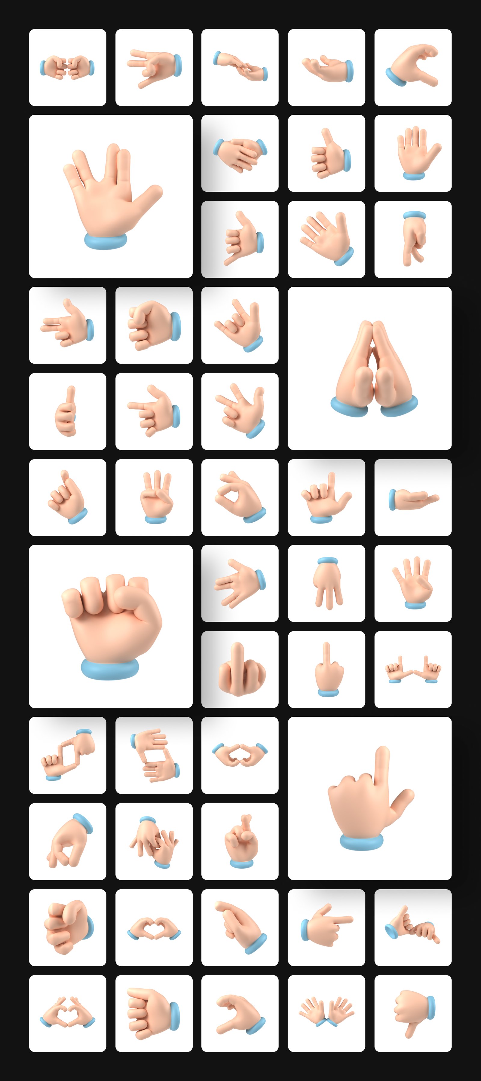 Floating 3D Hands Icons