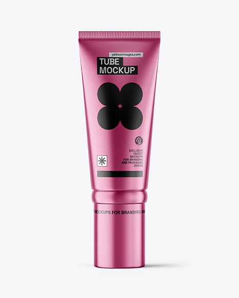 Metallic Cosmetic Tube with Box Mockup