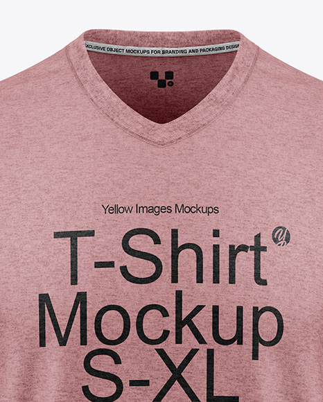 V-Neck Heather T-Shirt Mockup - Front View