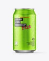 330ml Matte Metallic Drink Can with Drops Mockup
