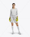 Female Soccer Goalkeeper Wearing Long Sleeve Jersey Mockup