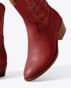 Leather Cowboy Boots on Women's Legs Mockup