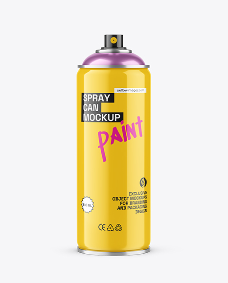 Glossy Spray Paint Can Mockup