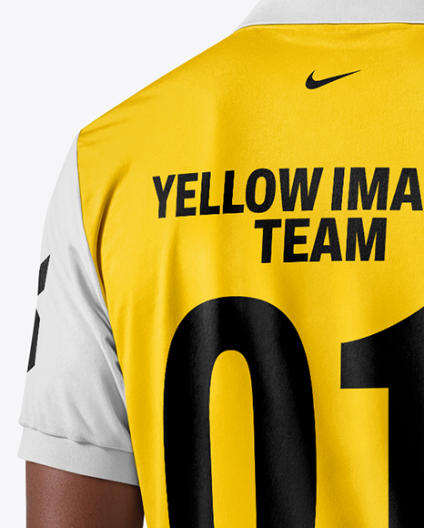 Man with Afro Hairstyle Wearing Polo Collar Jersey and Shorts Mockup