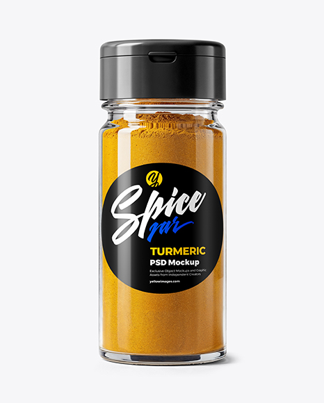 Glass Spice Jar with Turmeric Mockup - Realistic mockups