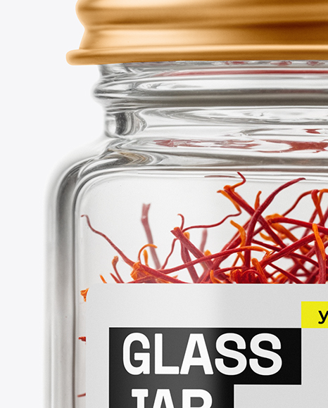 Glass Jar with Saffron Threads Mockup