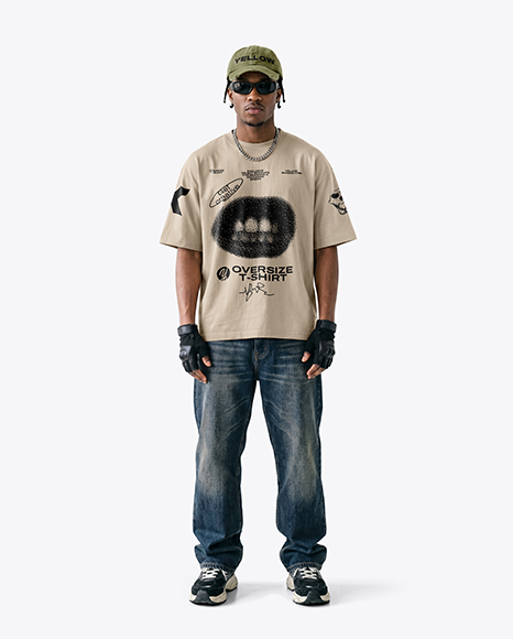 Black Man Wearing an Oversize T-Shirt Mockup