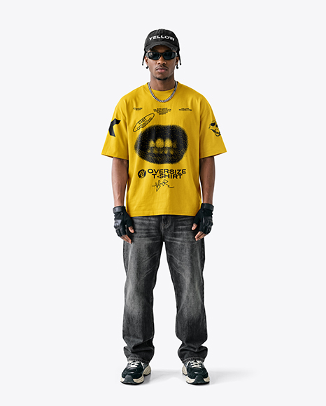 Black Man Wearing an Oversize T-Shirt Mockup