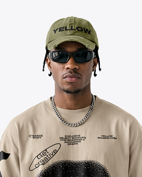 Black Man Wearing an Oversize T-Shirt Mockup