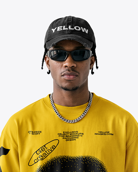 Black Man Wearing an Oversize T-Shirt Mockup