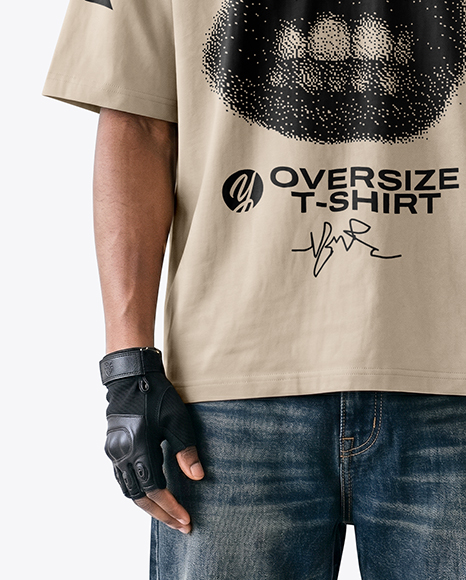 Black Man Wearing an Oversize T-Shirt Mockup