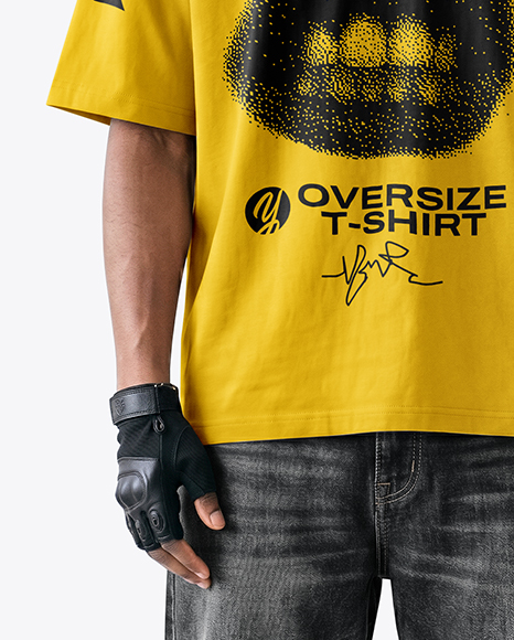 Black Man Wearing an Oversize T-Shirt Mockup