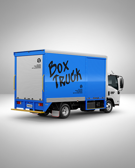 Box Truck Mockup - Back Half Side View