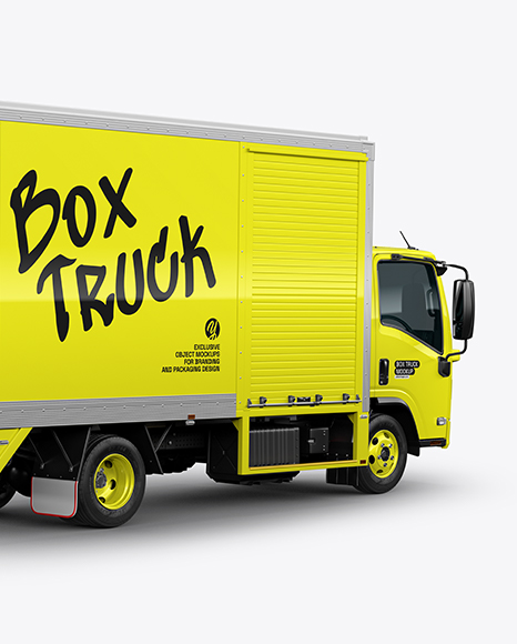 Box Truck Mockup - Back Half Side View