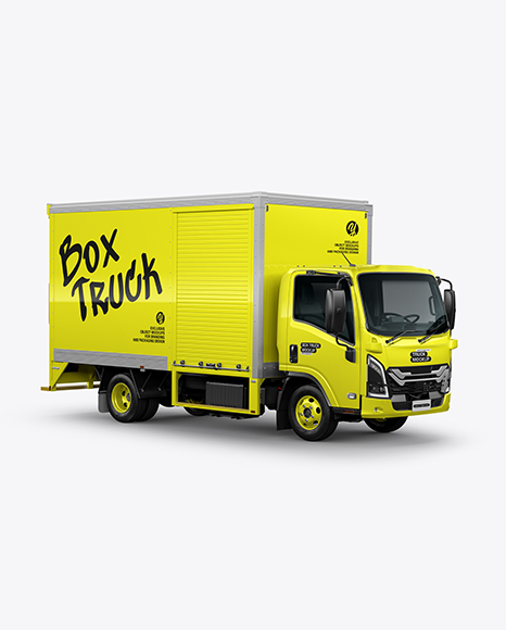 Box Truck Mockup - Half Side View