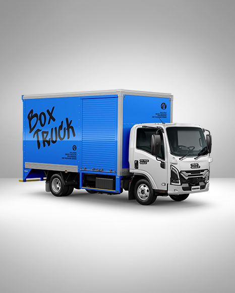 Box Truck Mockup - Half Side View