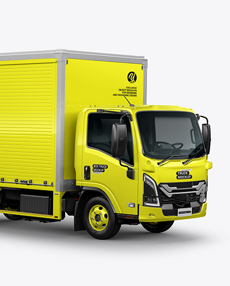 Box Truck Mockup - Half Side View
