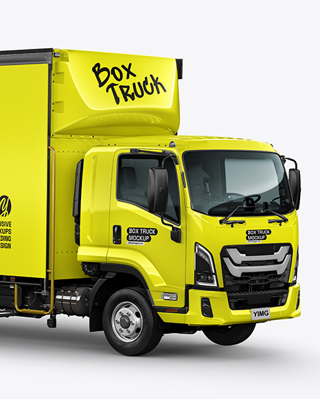 Box Truck Mockup - Half Side View