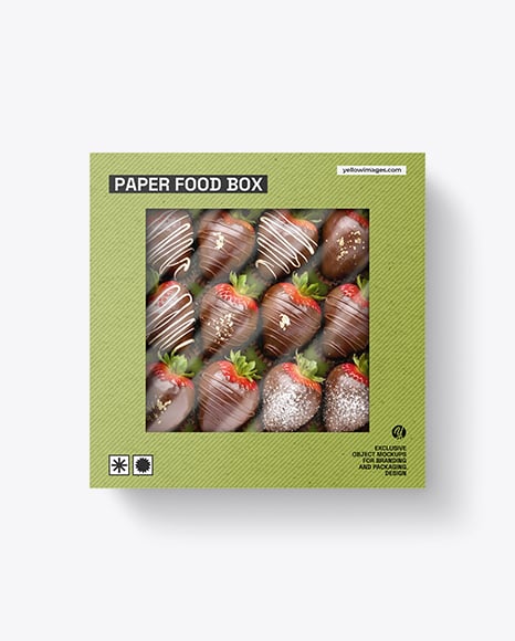 Box with Chocolate Covered Strawberry Mockup