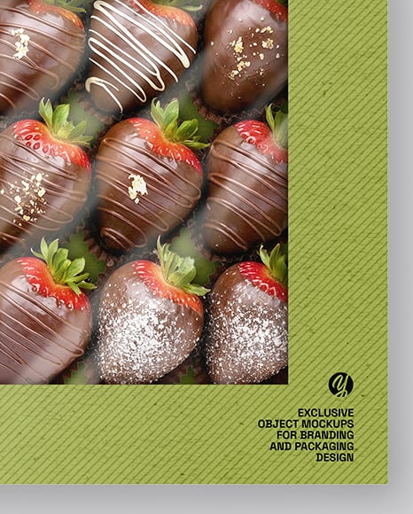 Box with Chocolate Covered Strawberry Mockup